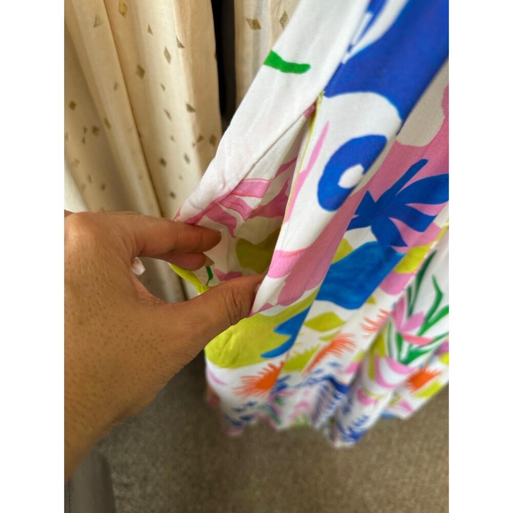 Paper Heart Women's Square Neck Colorful Tropical Summer Pockets Maxi Dress L - Picture 7 of 9